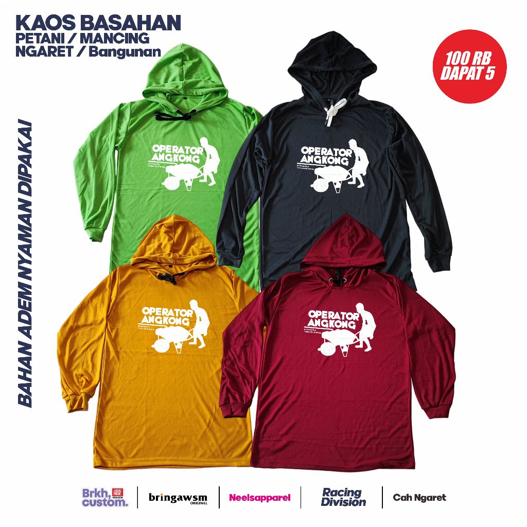 KAOS BASAHAN PETANI MANCING NGARET KULI BANGUNAN KAOS PRIA WANITA REGULER JUMBO M L XL XXL XXXL