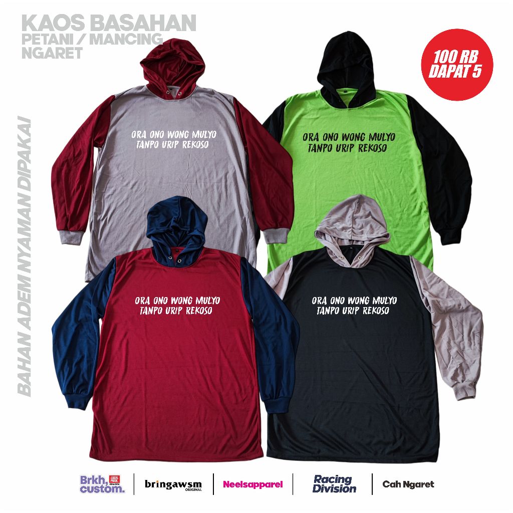 KAOS BASAHAN 03 PETANI MANCING NGARET KULI BANGUNAN KAOS PRIA WANITA REGULER JUMBO M L XL XXL XXXL