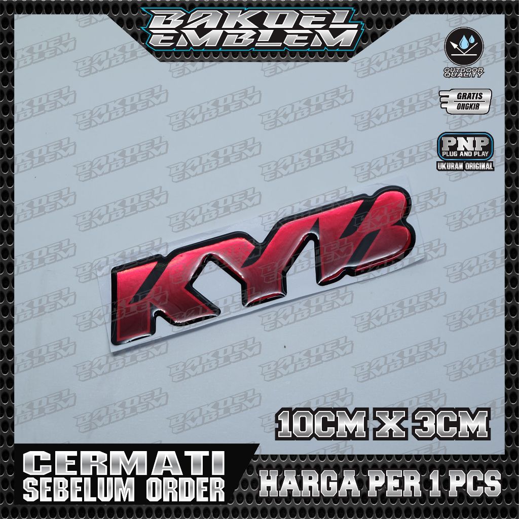 emblem timbul Kyb shock depan / emblem kyb suspension / sticker skok kyb / KYB MERAH