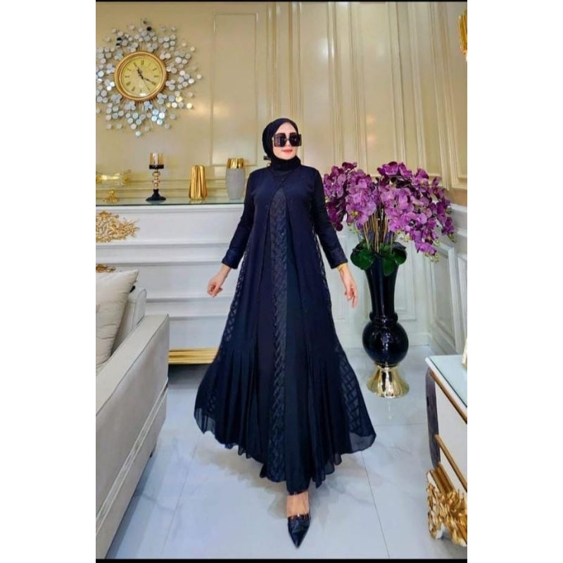 Gamis abaya jersey super mix ceruty / abaya turkey / gamis abaya turkey / gamis abaya turkey hitam m