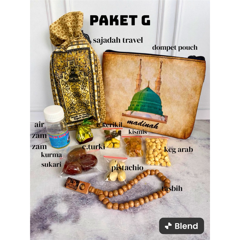 paket G sajadah + pouch / oleh oleh haji umroh