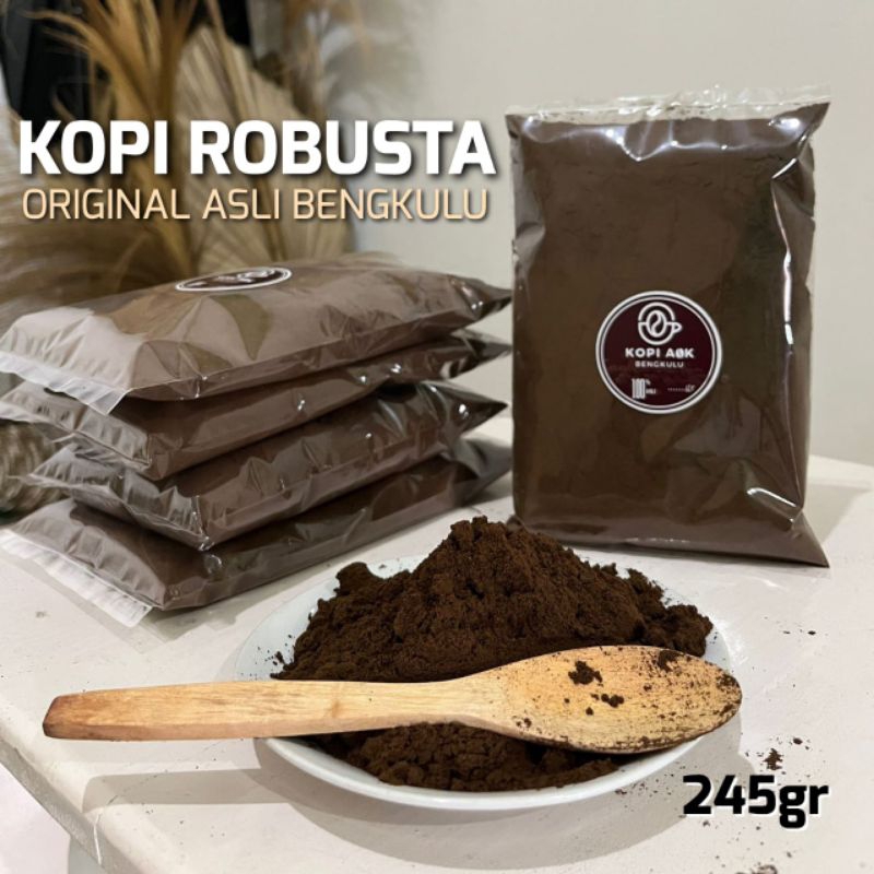 

Kopi bubuk robusta asli khas bengkulu 245gr Kopi AOK asli khas bengkulu Kopi curup bengkulu