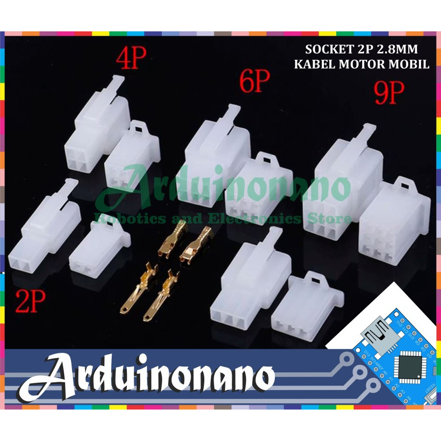 1set Small Car Socket 2p 2.8mm kabel soket motor mobil Skun Kecil 2Pin