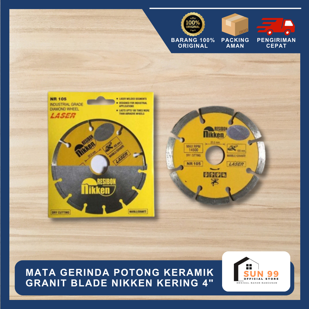 Mata Gerinda Potong Keramik Granit Blade Nikken Kering 4" Inch
