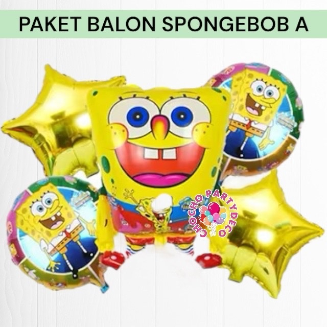 Paket Balon SPONGEBOB SQUAREPANTS A / Dekorasi Ulang Tahun Spongebob / Balon Foil Spongebob