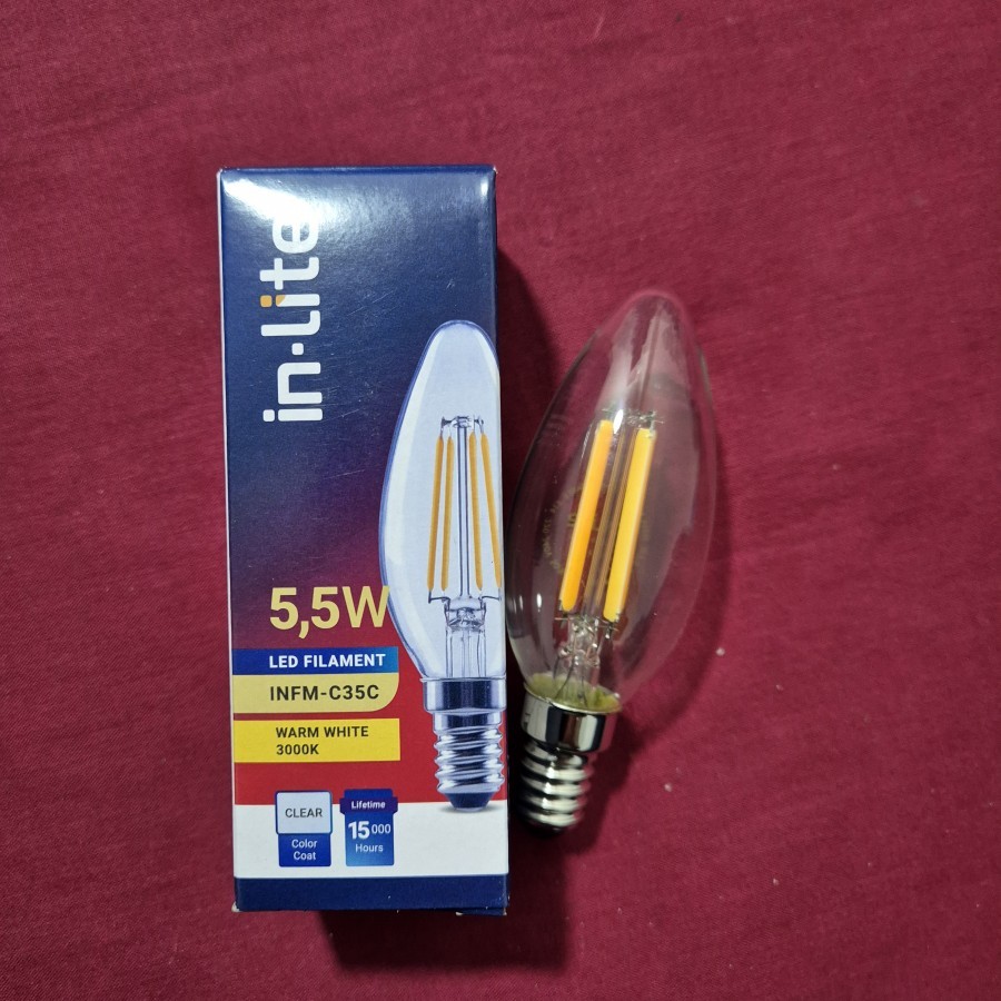 INFM-C35C Lampu Bohlam LED Filament 5,5W WATT C35 Clear E14 Inlite