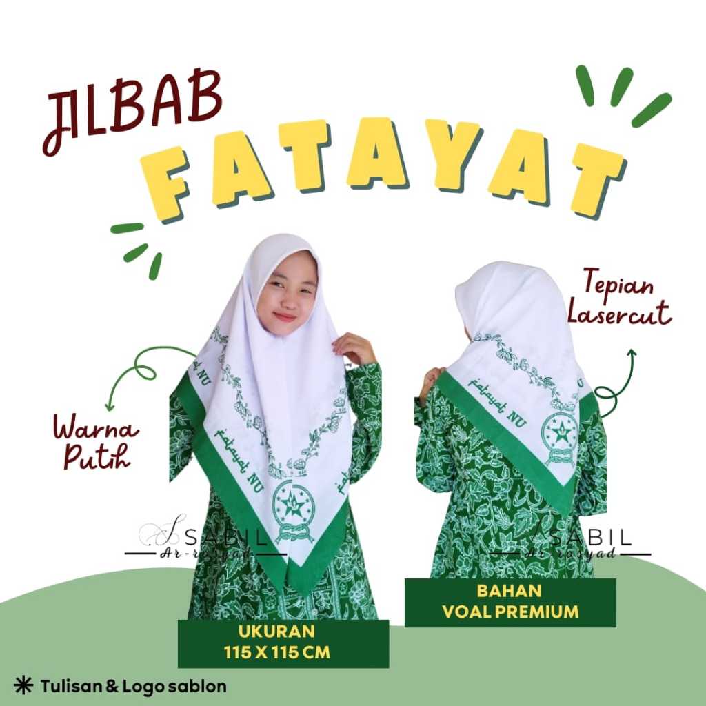 Jilbab Fatayat Jilbab Segiempat Voal Fatayat NU Premium Kerudung Fatayat NU