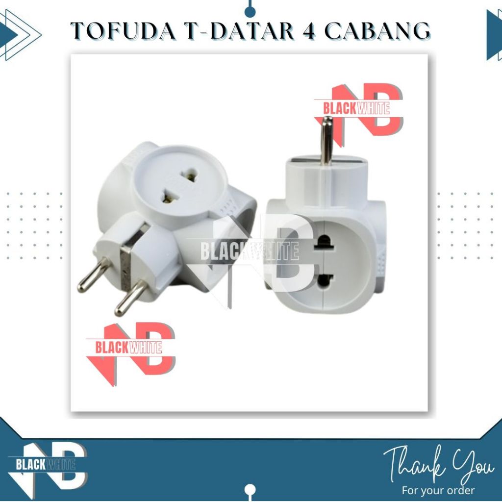 TOFUDA Steker T Datar 4 Cabang / Colokan 4 Lobang