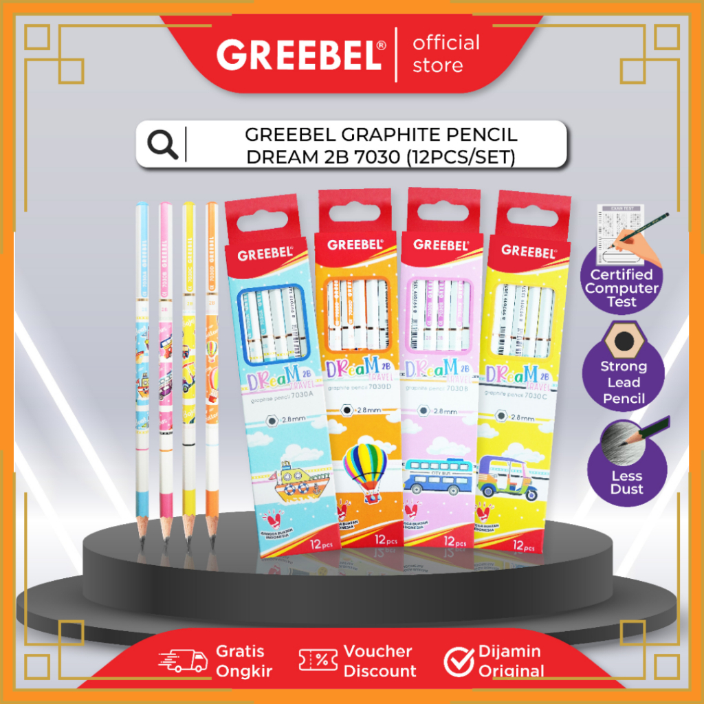 

GREEBEL Pensil 2B Dream travel 7030B (12 pcs)
