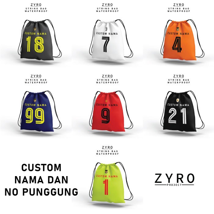 String Bag Bola Custom | Custom Nama | Tas Serut Futsal | Tas Serut Indonesia | Zyro Project