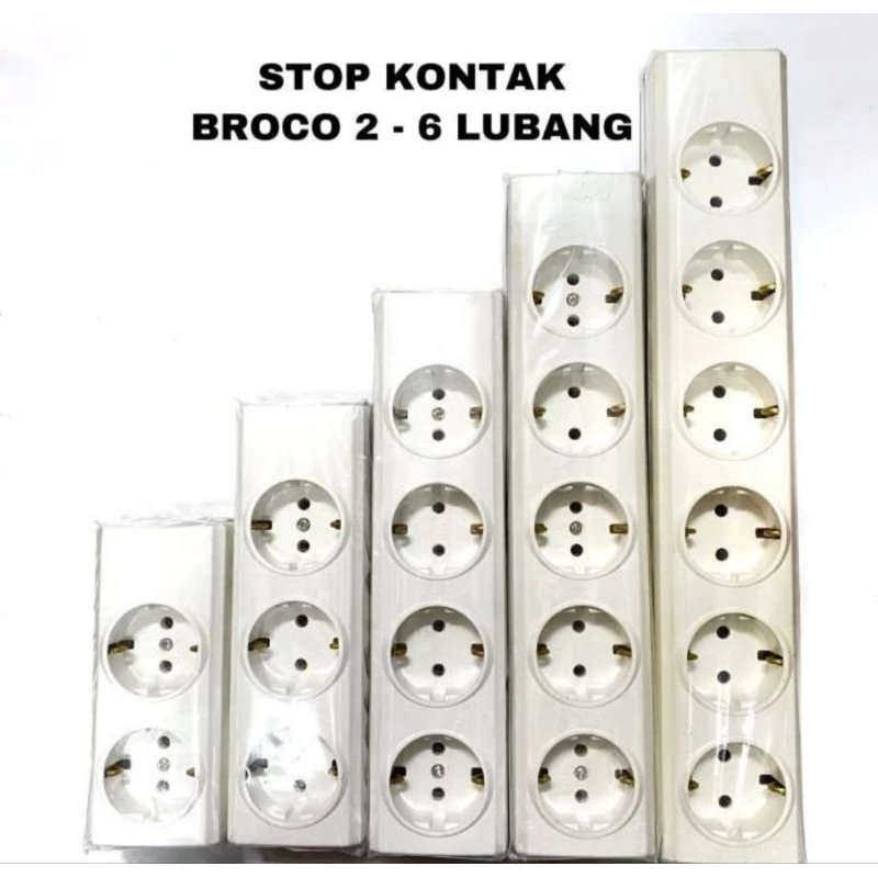 Stop Kontak Broco 1-6 Lubang / Terminal Kuningan SNI / Colokan Listrik Broco