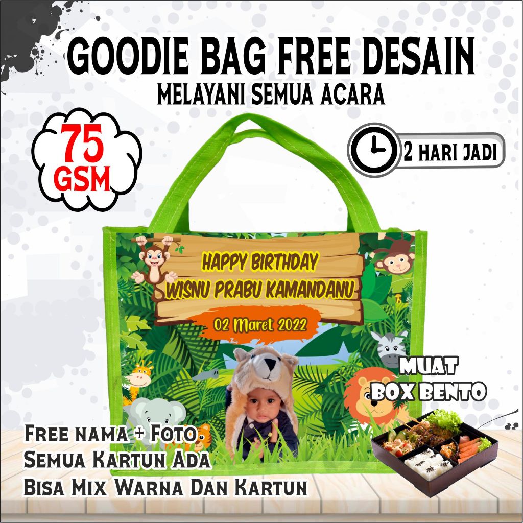 TAS ULANG TAHUN / TAS ULTAH / TAS ULTAH HOKBEN / TAS BENTO ANIMAL/GOODIE BAG/GOODIE BAG ULANG TAHUN