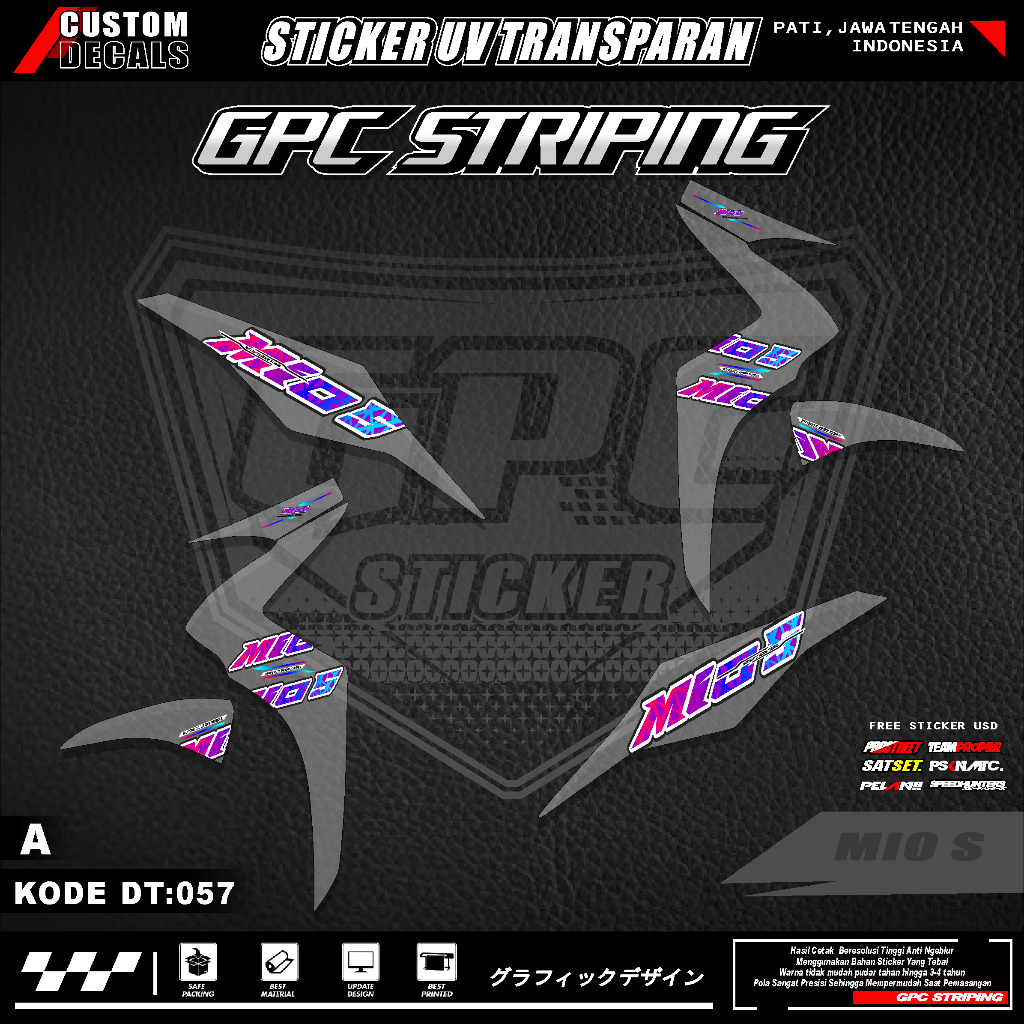 STRIPING STICKER TRANSPARAN UV YAMAHA MIO S DESAIN MINIMALIS GPC 057