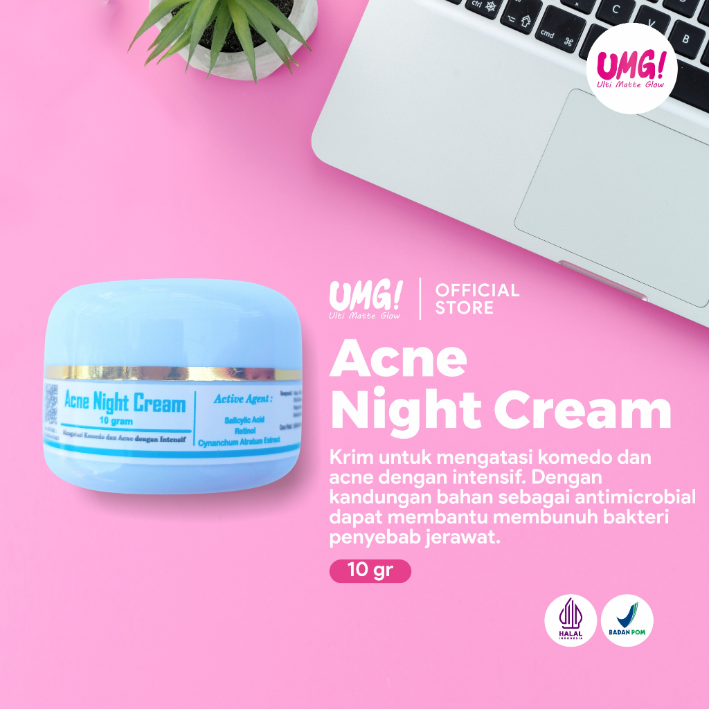 UMG Ulti Matte Glow (10gr) night cream acne  or cream malam jerawat (for acne skin)