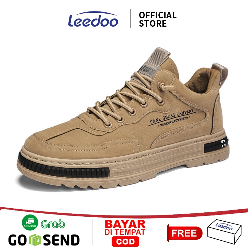 limited leedoo sepatu pria casual model high sepatu sneakers kulit sepatu kulit kekinian mc448