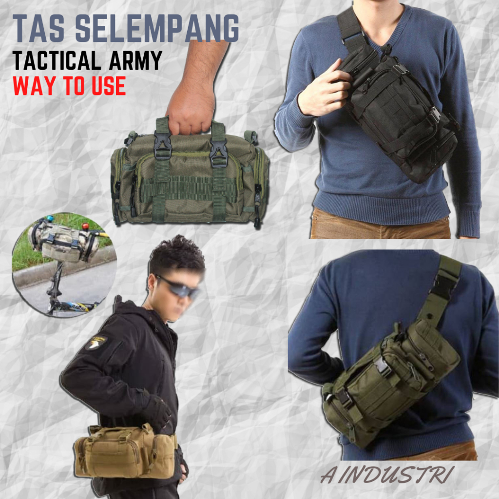 Tas Selempang Tactical Warrior army Hitam Tas pria Touch Outdoor Perlengkapan Luar Rumah