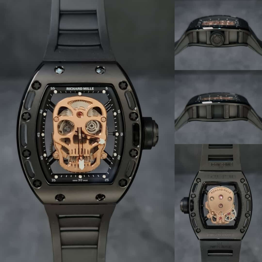 JAM TANGAN RICHARD MILLE CLONE 1:1 RM052 SKULL LIMITED EDITION FULLSET BOX / NEW MEN LUXURY WATCH / 