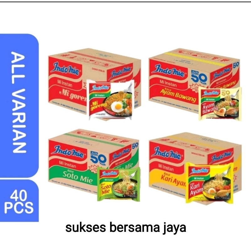 

Indomie Goreng 85 gram 1 Dus Isi 40 pcs ALL Varian/ Soto/Kari/Ayam bawang