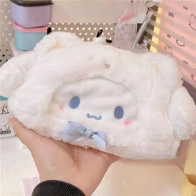 

Sanrio New Japanese Style Cute Cinnamoroll Dog Pencil Case Large Capacity Plush Cartoon Stationery for Girls