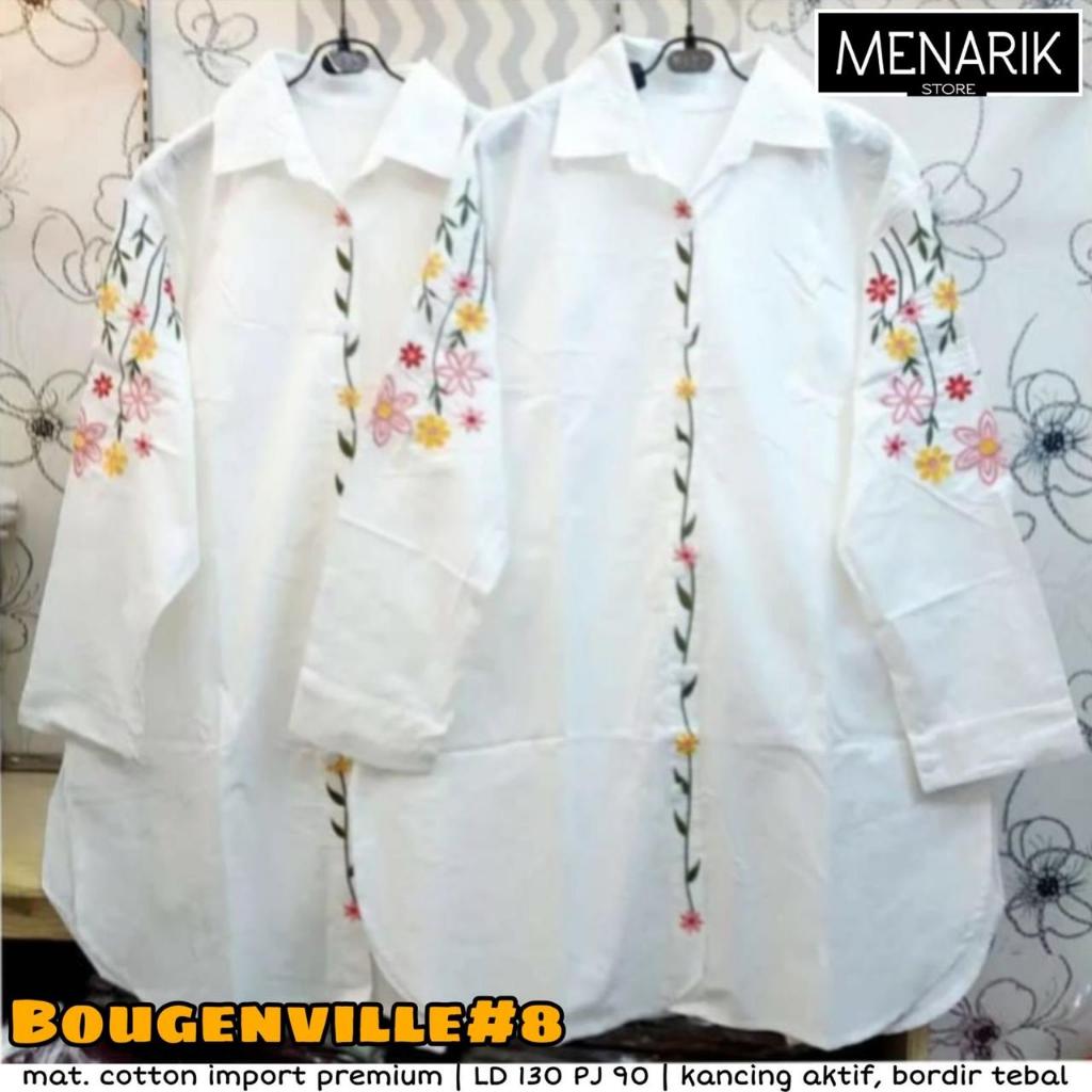 BOUGENVILLE #8 JUMBO BLOUSE ATASAN KEMEJA WANITA BORDIR BUNGA BUSUI FRIENDLY LD 130