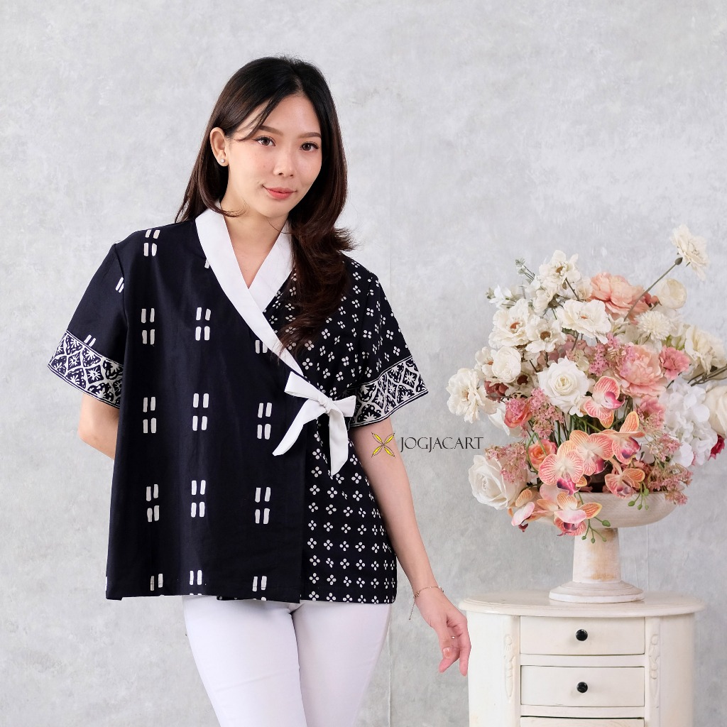 JOGJACART BATIK - SAKURA blus batik kasual kerja wanita modern jumbo katun lengan pendek terbaru