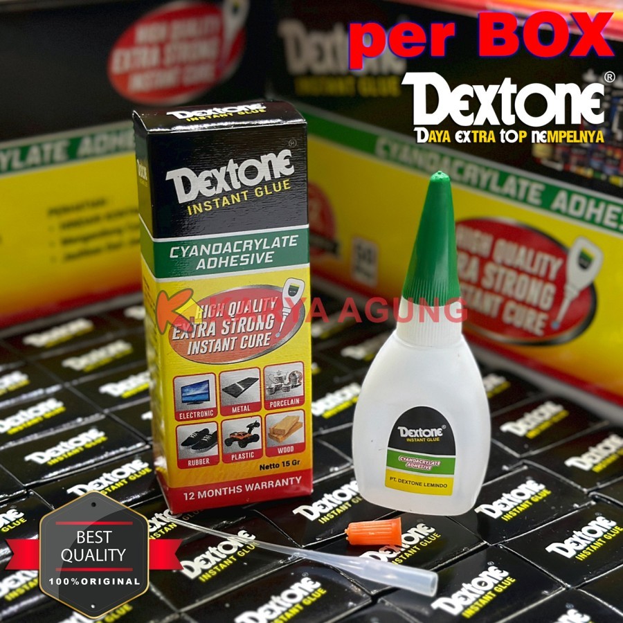 

DEXTONE Instant Glue 1 BOX [50 pcs] ASLI / Lem Tetes Cair Instan Kuat Cepat Kering Multifungsi ORIGINAL