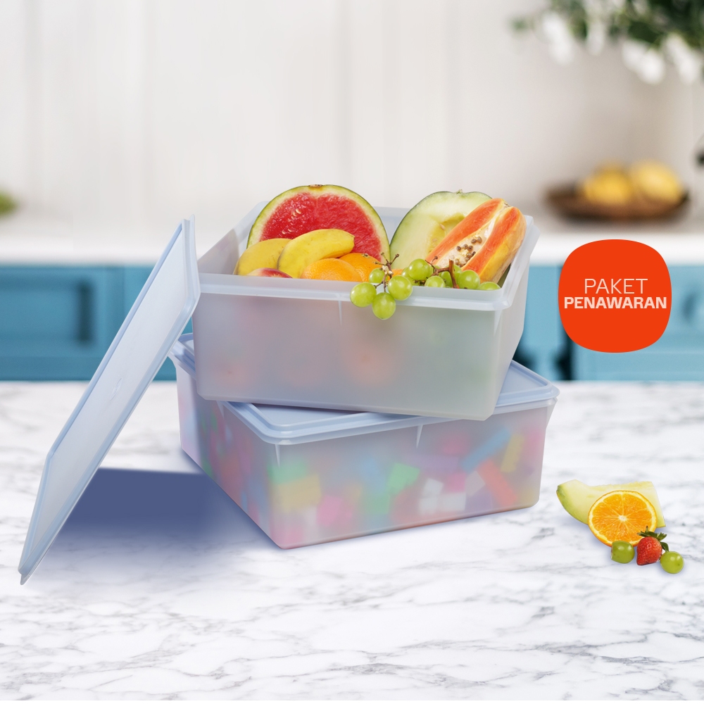tupperware 2Pcs  Square  Keeper 10 Liter Biru
