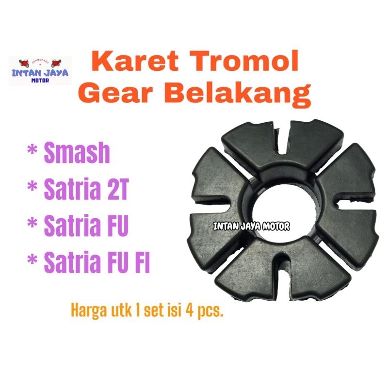 1 SET KARET TROMOL GEAR RODA BELAKANG MOTOR SUZUKI SMASH SATRIA 2T SATRIA FU SATRIA FU FI karet damp