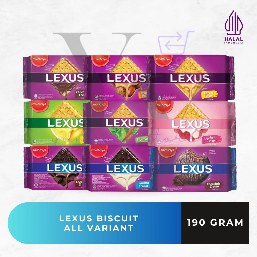 

Munchy's Lexus Biskuit Aneka Rasa Chocolate / Cheese / Peanut / Vegetables / Lemon / Salted Vanilla 190 gram