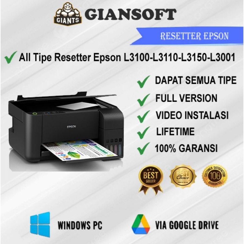 [All Tipe] Resetter Printer Epson L3100 L3101 L3110 L3150 Software Reset Printer Epson Lifetime