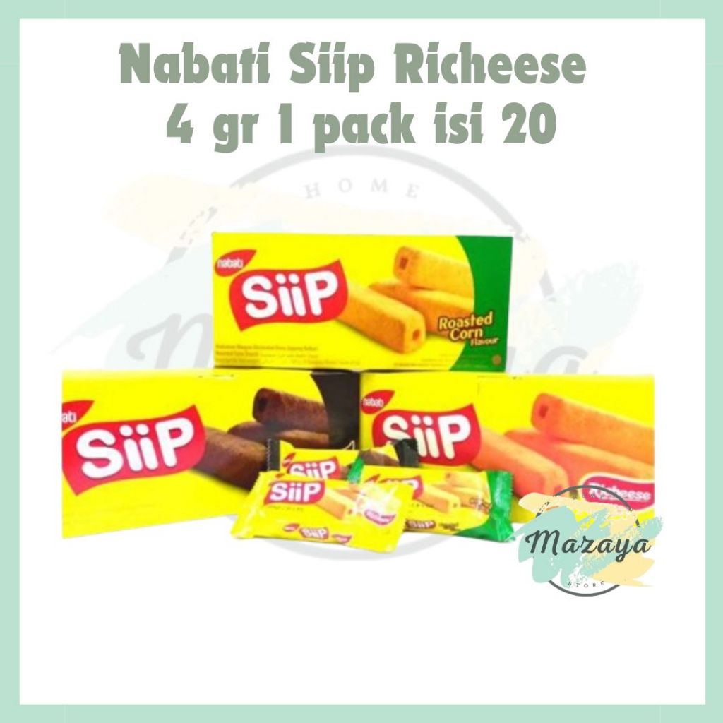 

RICHEESE NABATI SIIP SNACK ANEKA RASA KEJU | COKLAT | JAGUNG 1 BOX ISI 20 PCS X 4GR