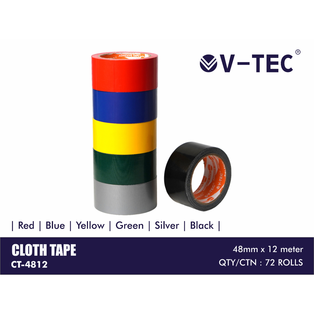 

V Tec Lakban Kain Warna / Cloth Tape 2 Inch / 48 mm x 12 Meter - CT 4812