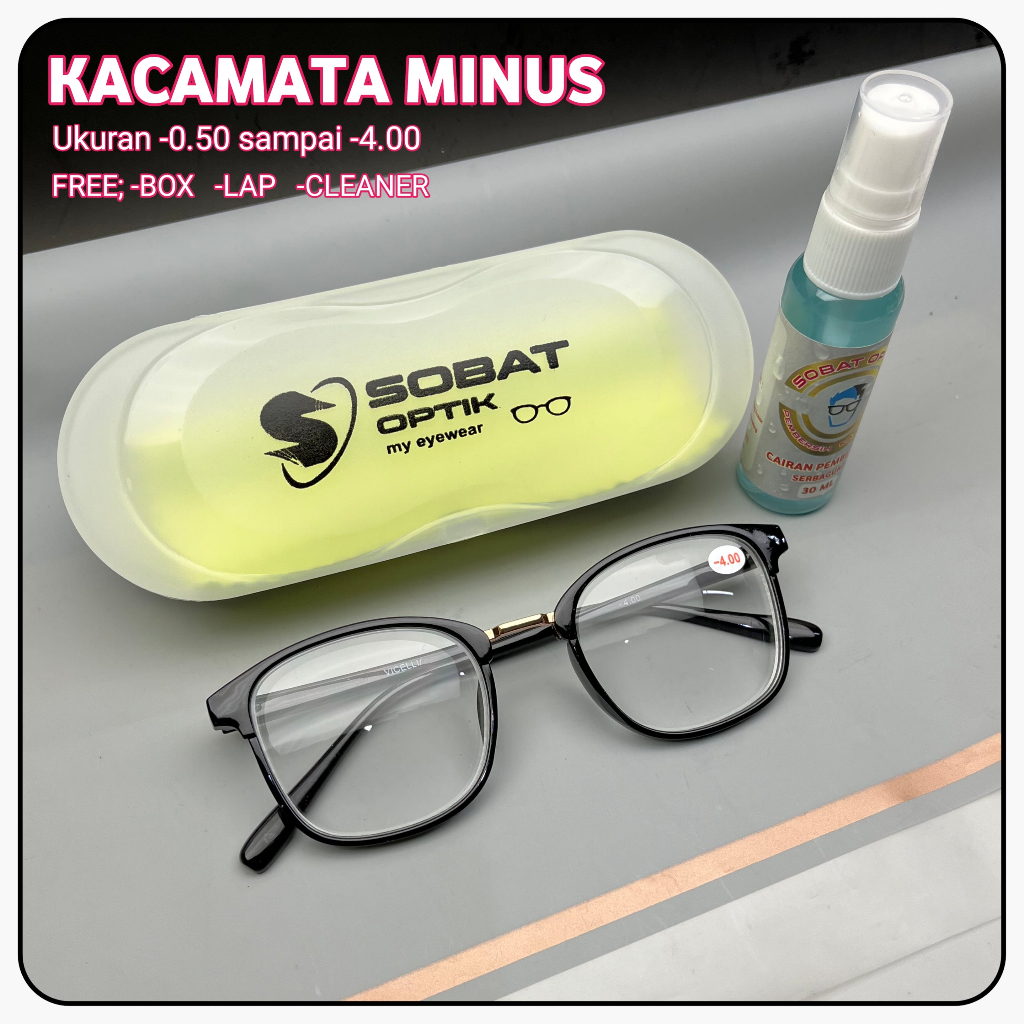 Kacamata Minus Rabun jauh Pria dan Wanita Tersedia Ukuran -0.50 Sampai -4.00