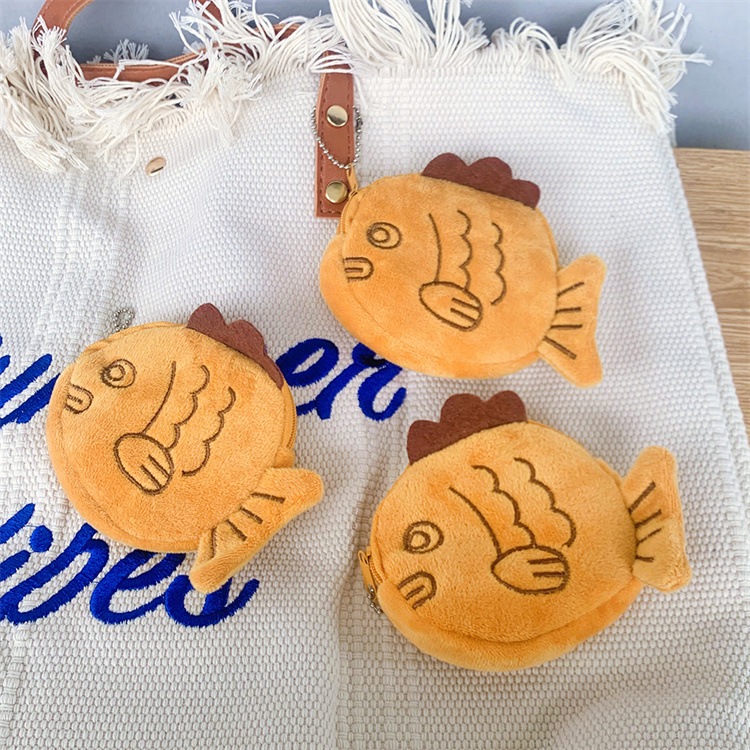 Drozenb Dompet Koin Gantungan Kunci Keychain Boneka Ikan Taiyaki/Dompet Koin Multifungsi Aesthetic B