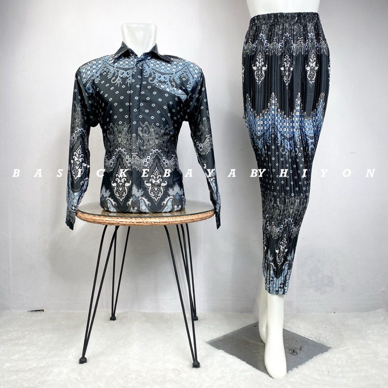 Hiyon Kebaya - Kemeja Batik Couple Pasangan Rok Plisket Outfit Kondangan Wisuda Lamaran