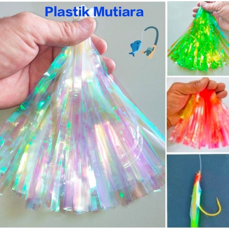 Murah Plastik Mutiara Plastik Sabiki dan Pita Bulu Mutiara Kostum Assist hook, umpan Sabiki, umpan k