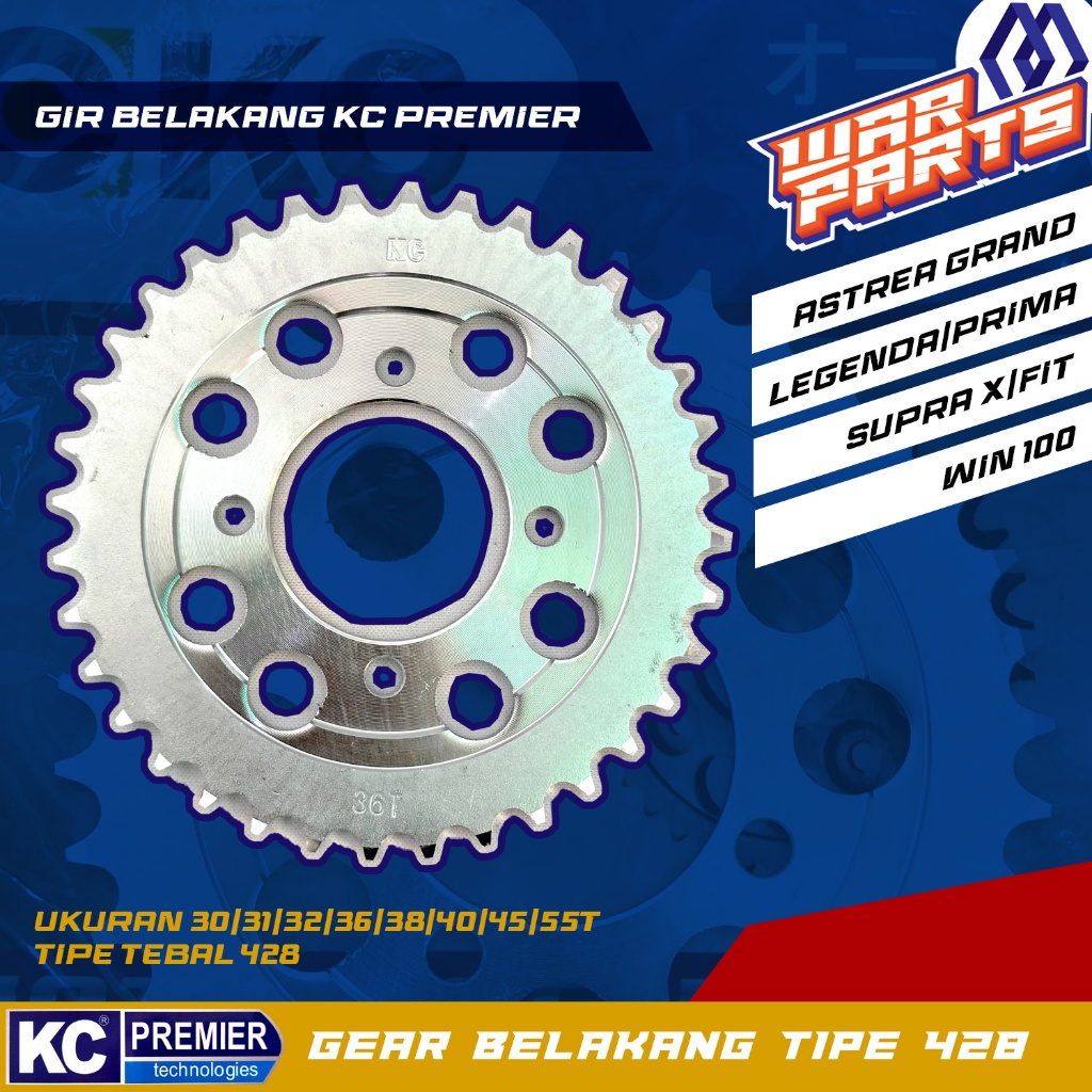 Gear Ger Gir belakang Supra X Astre Grand Legenda Prima Supra Fit Old Ukuran 428 30, 31, 32, 36, 38,