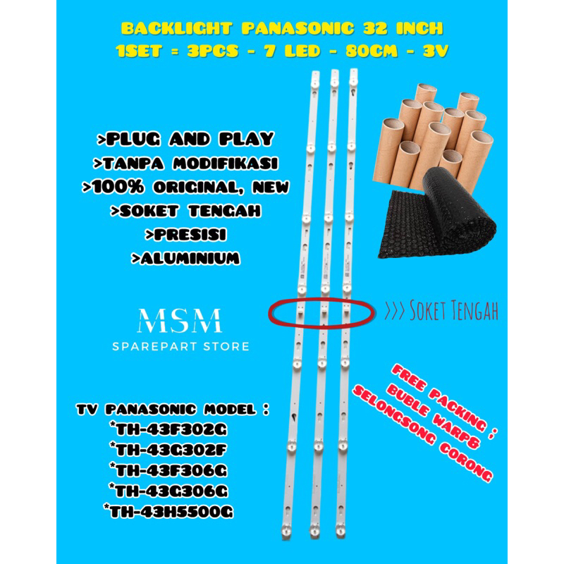 BACKLIGHT TV LED PANASONIC 43 INC TH 43F302 43G302 43F302G 43G302G LAMPU BL 7K TH43F302G TH43G302G T
