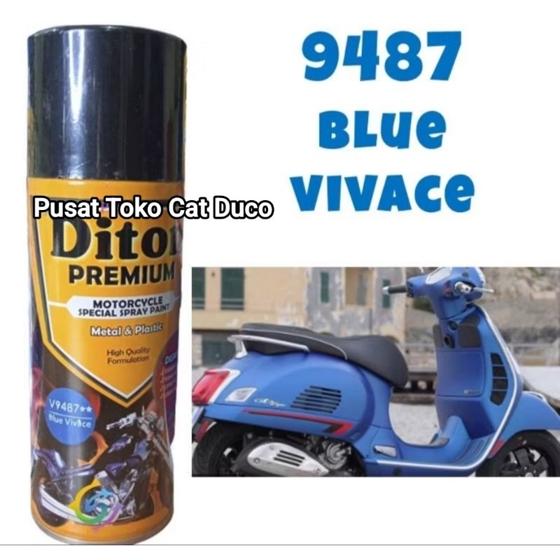 Cat Pylox Diton Premium 9487 Blue Vivace 400cc.warna biru vespa tahan bensin