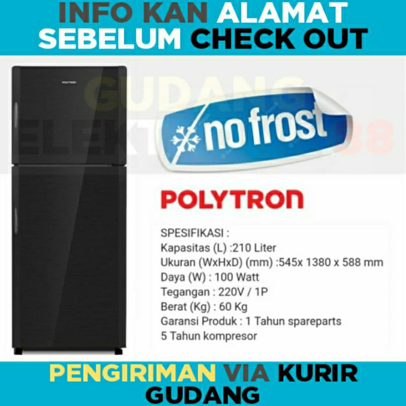 Kulkas Polytron 2 Pintu PRM21DMY Lemari Es 2 Pintu Polytron 210L