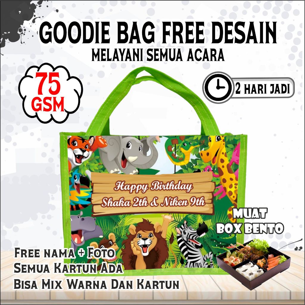 

TAS BENTO & HOKBAN/Tas murah/tas ultah suvenir /goodiebag ultah/tas ultah/tas ulang tahun Uk. 25x20x20/
