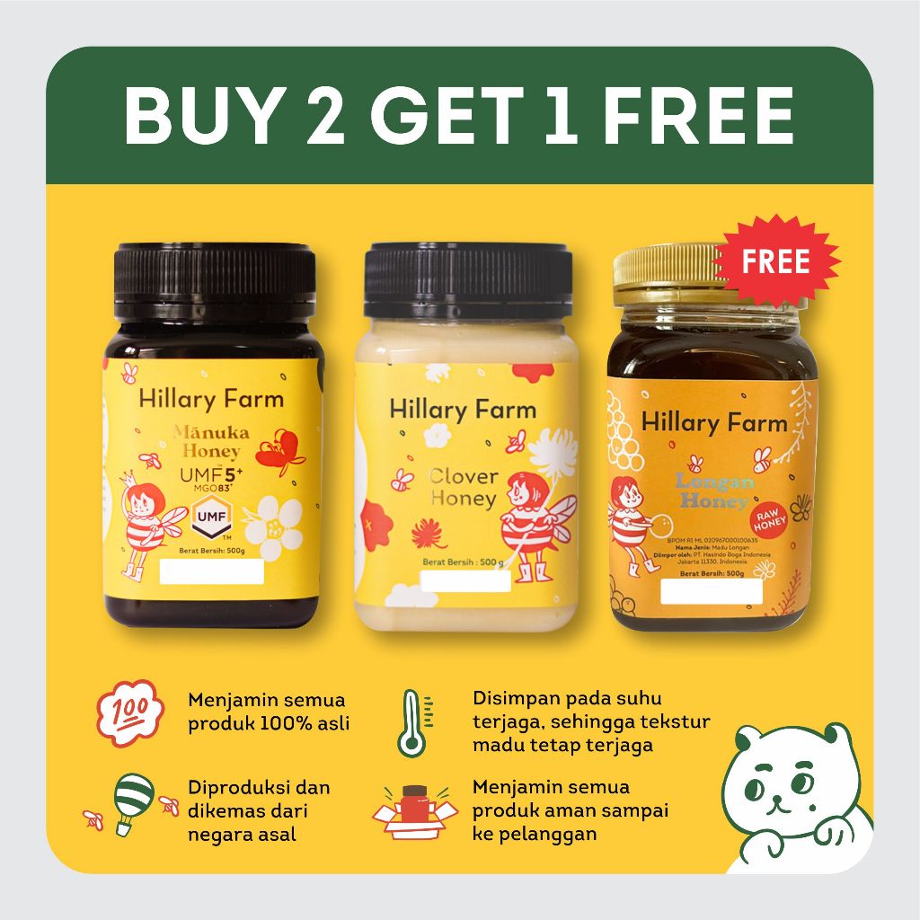 

Manuka honey UMF 5+ , Clover Honey Free Madu