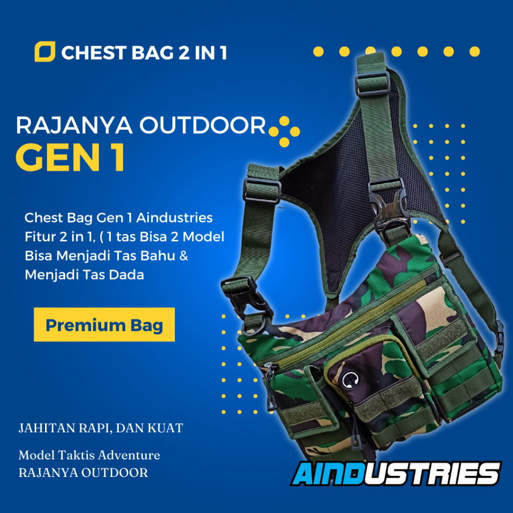 Tas dada militer camo loreng tni tas rompi pelindung dada saat bermotor Outdor pria wanita