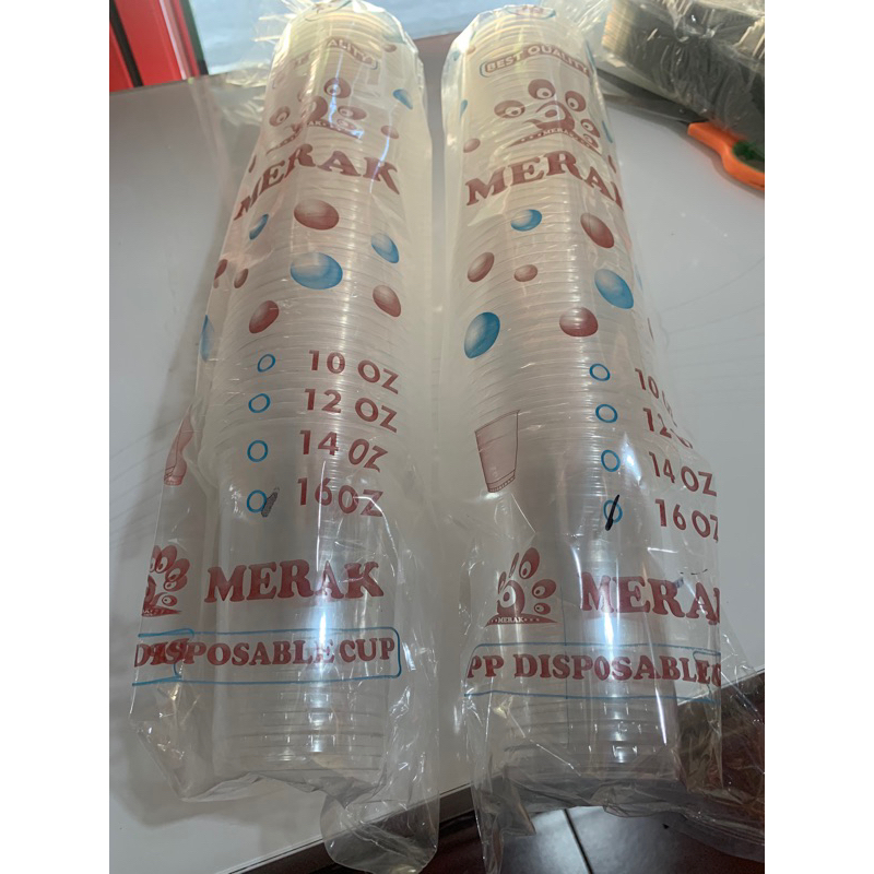 Gelas Plastik Cup Merak size 16 oz