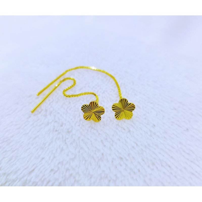 RB22 Anting Jarum Perak 925 Asli Emas 24K Mewah