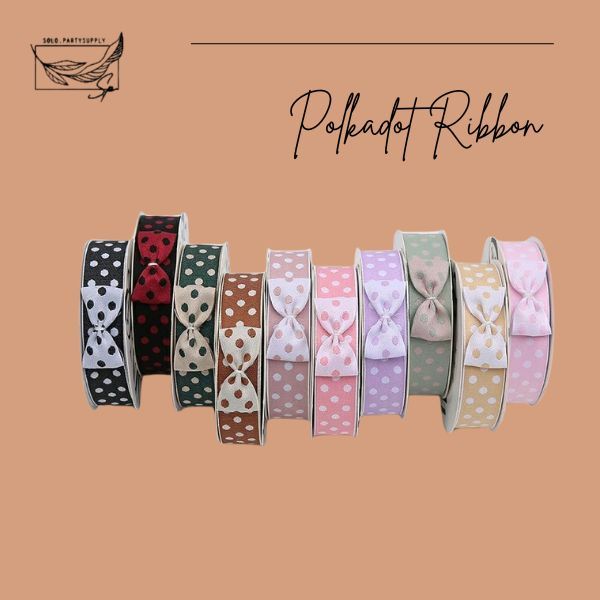 

(SW) TERLARIS 1 ROLL POLKADOT RIBBON PITA GROSSGRAIN MOTIF POLKADOT SALUR PITA KADO