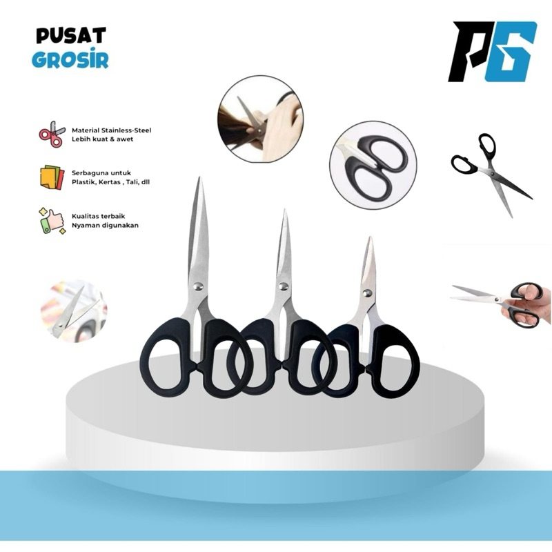 

Gunting Kertas Scissors Paper Plastik Size S - M - L Stainless Steel Tajam