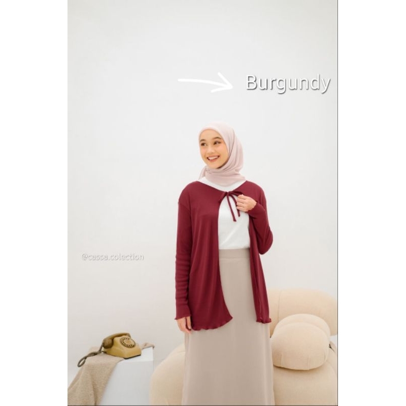 Cardigan tali syar'i muslimah panjang _ outer gamis  polos panjang