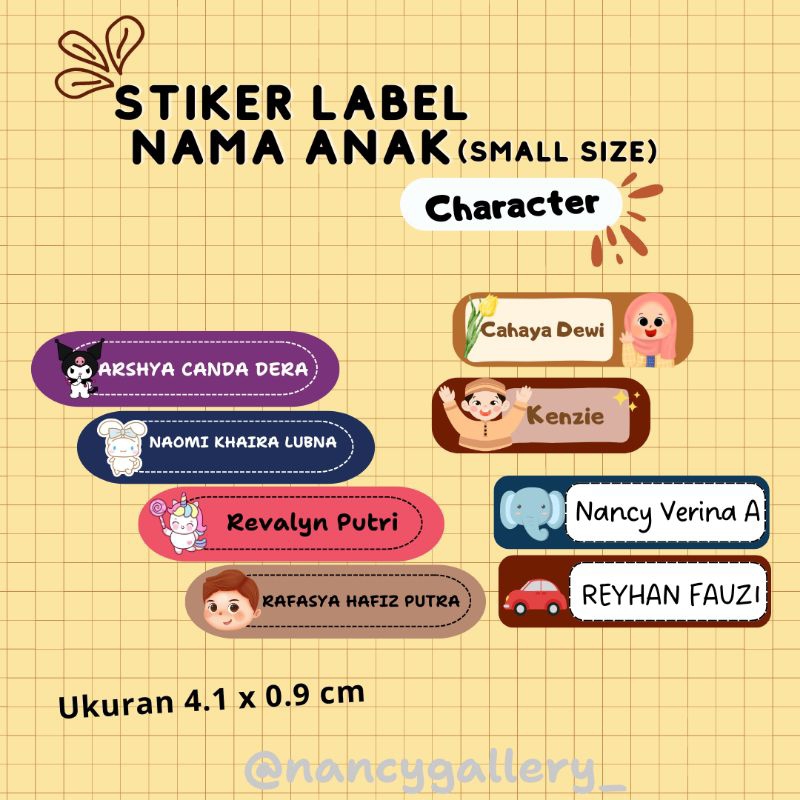

STIKER LABEL NAMA ANAK Custom Small Size Isi 144 pcs Waterproof | STICKER LABEL NAMA ANAK SEKOLAH AESTHETIC