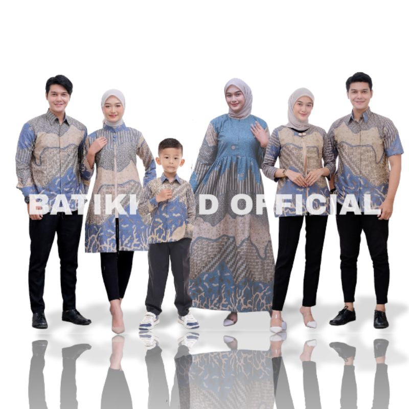 Batik Keluarga Inara ice Blue Sarimbit batik couple keluarga warna biru muda || batik couple satu ke